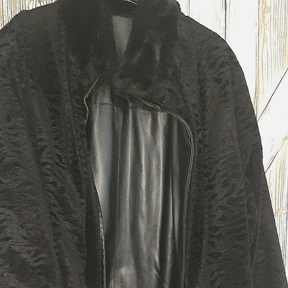 GIACCA GALLERY FAUX MINK/ FAUX LEATHER REVERSIBLE COAT 2X BLACK - Picture 1 of 13